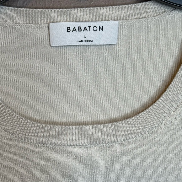 Babaton Sculpt Knit Empire Longsleeve Rib Knit Corset Top in Matte Pearl Size L - Picture 8 of 16